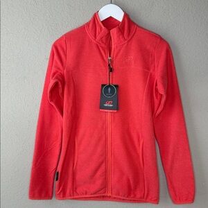 Hannah Selena Women's Fleece Full Zip Sweatshirt Jacket Coral Stripe New Size 38